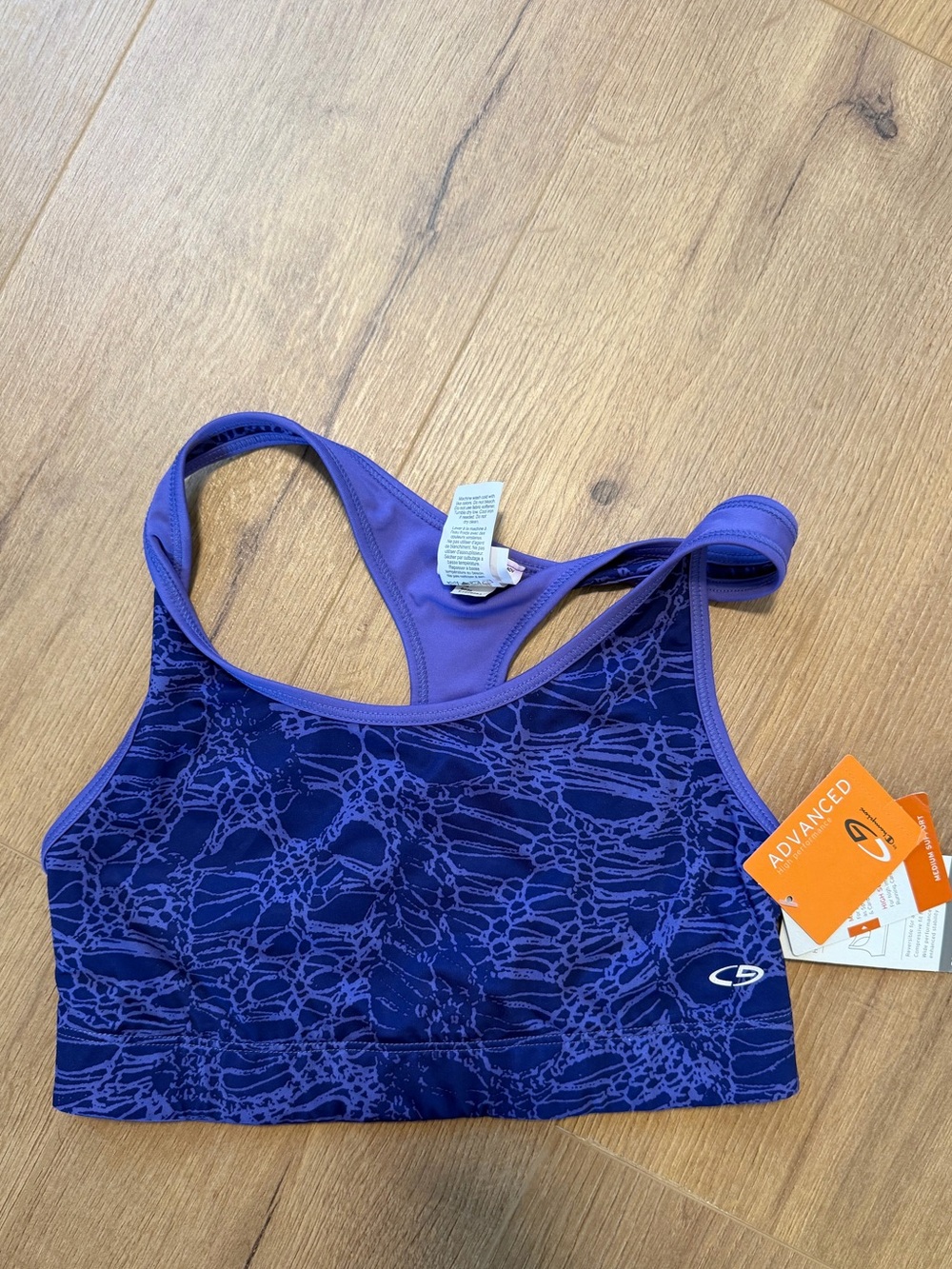 Champion Purple Patterned Racerback Sports Bra